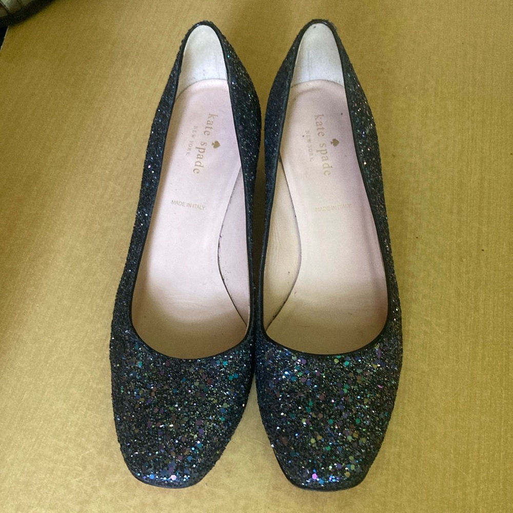 Kate Spade New York Black Purple Sparkle Glitter Pumps Heels size 9
